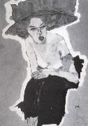 Egon Schiele Mischievous woman painting